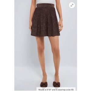 Hyacinth House Shimmer Sonia Mini Skirt in Chocolate Brown